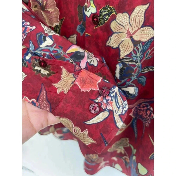 ETRO Womens Long Sleeve Collared Button Up Floral Shirts Red Sz 42 - Picture 3 of 12